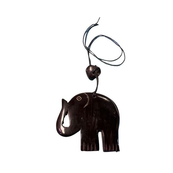 Vintage Necklace Elephant Pendant Charm Black Adjustable up 28” - Picture 1 of 6